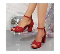 UBOHUZ Sandales à Talons Sandales à Talons Hauts for Femmes, Sandales Sexy Grande Taille, d'été for Femmes pour Le Parti(Red,44)