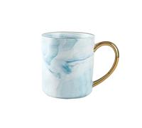 UBOHUZ Tasse en céramique à bord doré de 400ml, 1/2 pièces, tasse à café, for Couple, anniversaire, petit déjeuner, farine d'avoine, tasse à thé, lait pour d'anniversaire(Blue Only cup)