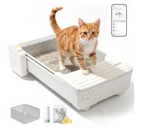 UBPET C31 Litière Autonettoyante pour Chats, Litière Ouverte Autonettoyante avec Contrôle par Application, Désodorisant, Système de Double Raclage, Grande Capacité, pour Multiple Chats (Blanc)