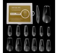 UBRAVE 240 Pièces /12 Tailles,Ballerine Faux Ongles Gel,Gel Capsule Pose Americaine,Américaine Ongles Capsules,Capsules Ongles Gel Couverture Complète,Pour Salons De Manucure Et Diy Nail Art