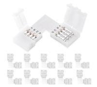 UBRAVE Connecteur Ruban LED, Lot de 10 Connecteurs en Forme de L, LED Connecteur Rapides de Bande à 4 Broches pour Strip LED SMD 5050 RGB imperméable, Non-imperméable de 10mm de Large, Soudage Gratuit