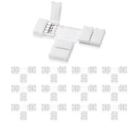 UBRAVE Connecteur Ruban LED, Lot de 12 Connecteurs en Forme de T, LED Connecteur Rapides de Bande à 4 Broches pour Strip LED SMD 5050 RGB imperméable, Non-imperméable de 10mm de Large, Soudage Gratuit