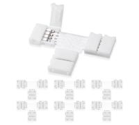 UBRAVE Connecteur Ruban LED, Lot de 6 Connecteurs en Forme de T, LED Connecteur Rapides de Bande à 4 Broches pour Strip LED SMD 5050 RGB imperméable, Non-imperméable de 10mm de Large, Soudage Gratuit