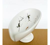 UBRAVE Porte-Savons, Boîte à Savon en céramique, Porte-Savon de Salle de Bain, Porte-Savons avec Drain, Nettoyage Facile SéChage Rapide sans Percage, pour Salle de Bain, Lot de 1 Blanc