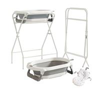 UBRAVOO Baignoire pour bébé avec support, pliable, thermomètre et coussin de bain, coussin ergonomique, ouverture d'évacuation, durable, idéale pour les nouveau-nés et les bébés jusqu'à 36 mois, grise