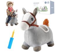 UBRAVOO Cheval sauteur en peluche, gonflable, jouet rebondissant, cadeau d'anniversaire pour bébé de 18 mois à 4 ans, poney gris