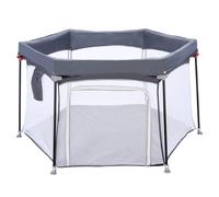 UBRAVOO Parc Hexagonal Pliable pour Bébé - Sécurité Robuste Améliorée, Maille Douce et Respirante, Centre d'Activités Extérieur et Intérieur - Gris