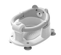 UBRAVOO Siège de Bain Bébé Ourson, 4 Ventouses Antidérapantes, pour Bébés dès 6 Mois, Blanc (Gris)