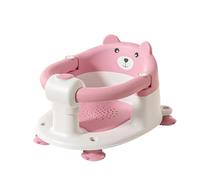 UBRAVOO Siège de Bain Bébé Ourson, 4 Ventouses Antidérapantes, pour Bébés dès 6 Mois, Blanc (Rose)