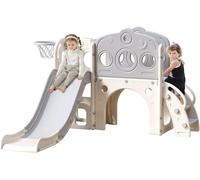 UBRAVOO Toboggan pour Enfants, Toboggan Extra Long pour Tout-Petits avec Parc, Espace de Rangement et Marches Antidérapantes, Toboggan Autoportant pour Les Tout-Petits de 1 à 6 Mois-Grand