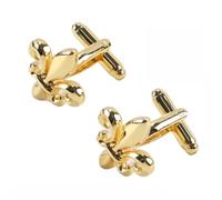 Ubric Lot de 2 boutons de manchette en forme de fleur de lys dorés - Classique et élégant - Cadeau de mariage pour homme - Lys de luxe français
