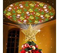 Ubrvhrt Étoile de Noël Lumineuse - Cimier de Sapin à Projecteur LED Rotatif Scintillant - Pointe Décorative pour Sommet de l'Arbre