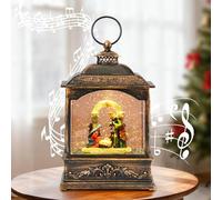 Ubrvhrt Lanterne Boule à Neige Musicale avec Scène de la Nativité | Effet Chute de Neige et Eau Tournante LED | Minuterie 6H, Alimentation USB ou Piles | Décoration de Noël (21 cm)