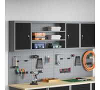 UBVNFGMK Armoire à outils en acier avec étagères réglables et serrure à came, armoire à outils en acier et bois pour atelier, noir et gris, 50 x 20 x 55 cm