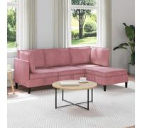 UBVNFGMK Ensemble de meubles de salon modernes 4 pièces en velours et contreplaqué avec coussin de coffre et rembourrage en mousse, sièges rembourrés avec espace de rangement, ensemble de salon