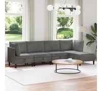 UBVNFGMK Ensemble de meubles de salon modernes 5 pièces avec espace de rangement, velours et contreplaqué, velours gris foncé, sièges rembourrés avec coussin de coffre et rembourrage en mousse pour