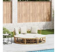 UBVNFGMK Lit d'extérieur modulaire en rotin synthétique avec coussin, lit de jardin utilisable comme île de soleil ronde ou ensemble de conversation, coussin d'assise rembourré épais avec amovible et