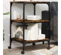 UBVNFGMK Support d'imprimante avec 3 étagères, bois de chêne fumé, 50 x 41 x 75 cm, table d'imprimante roulante avec cadre en acier, table d'appoint multifonction pour bureau et cuisine