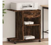 UBVNFGMK Support d'imprimante mobile en chêne fumé - 60 x 40 x 68,5 cm - Avec roulettes - Table d'imprimante roulante avec 4 roulettes - Étagère de bureau avec organiseur multifonction