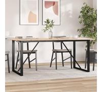 UBVNFGMK Table à manger en pin massif en forme de O 180 x 90 cm avec cadre en acier robuste, bois de pin durable pour les repas quotidiens en famille et entre amis