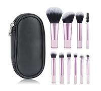Ubxvamm Lot de 10 pinceaux de maquillage de voyage avec étui de rangement - Pinceaux cosmétiques portables pour fard à paupières