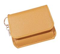 Ubxvamm Porte-monnaie style coréen en cuir synthétique - Couleur unie - Petit portefeuille court - Porte-cartes - Portefeuille à trois volets, jaune, as the picture shows