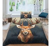 UBZKJDEUI 3D, Imprimé Le cerf Literie en Microfibre Super Douce Et Respirante Housses De Couettes 3 Pièces Et Taie d'oreiller Single（135x200cm）