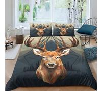 UBZKJDEUI Imprimé 3D Le cerf Literie en Microfibre Super Douce Et Respirante Set De Housse De Couette 3 Pièces avec Taies d'oreiller King（220x240cm）