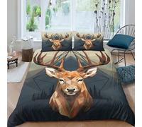 UBZKJDEUI Imprimé 3D Le cerf Parure De Lit Microfibre Super Douce Et Respirante Housses De Couettes 3 Pièces avec Taies d'oreiller Double（200x200cm）