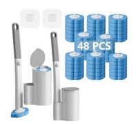 Ucaimao Brosse WC Jetable，2 Pcs Brosses WC et Supports Balai Toilettes pour Toilette 48 Recharges de Détergent，pour Nettoyeur de Toilette，Salle de Bain，évier，Baignoire - Bleu (Parfum Frais de la mer
