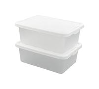 Ucake Lot de 2 boîtes de rangement en plastique avec couvercles Blanc 14 l