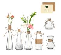 UCAMP 6 Vase en Verre Set,Vase en Verre pour Centres de Table,Vases Décoratifs avec Ficelle,Vase Verre Transparent Vintage avec Base Anti,Petits Vases pour Decoratifs de Table Mariage