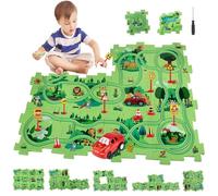 UCAMP Circuit Voiture pour Enfants Jouets, 12 Pièces DIY Puzzle Piste Course de Jeux Éducatif, Cadeaux Jouets pour 2 3 4 5 6 7 Ans Garçons Filles (Atterrir)