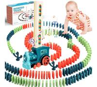 UCAMP Ensemble de Automatique Jouets de Train Electrique Domino, 200 Pièces de Domino Blocks, avec Lumières et Musique, pour Filles et Garçons 3 4 5 6 7 8 Ans, Enfants de Cadeau Noël/d'anniversaire