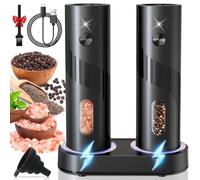 UCAMP Ensemble de Moulin à Poivre Électrique, Lot de 2 Moulins À Sel Et Poivre Électriques,Salieres et Poivrieres Electrique Automatique avec base rechargeable(Grande capacité de 110 ML)