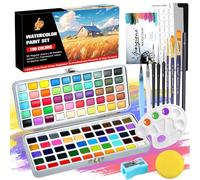 UCAMP Ensemble de Peinture Aquarelle 100 Couleurs en Boîte Portable, Set de Peinture Aquarelle avec Pinceau et Papier Aquarelles,Watercolor,pour Artistes et Peintres Amateurs