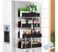 UCAMP Etagère Réfrigérateur,Lot de 4 Étagère à Épices Magnétique pour Réfrigérateur,sans perçage,aimants Suspendus,Etagère Réfrigérateur Magnétique,pour Organisation de Cuisine et Micro-Ondes