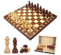 UCAMP Jeu D'éChecs,éChecs 3 en 1,Echec Pliable de Voyage,Jeu d'échecs Magnetique Bois,Echiquier Magnétiques,pour la Famille Activités Fête Adultes Enfants Voyages,Jeux De Stratégie(29x29cm)