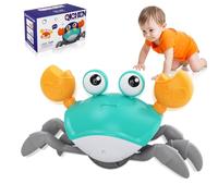 UCAMP Jouet Bebe Enfant 1 2 3 4 5 Ans, Crabe Qui Marche Bebe avec Évitement Automatique des Obstacles, Montessori Jeux Eveil 6-12 Mois, Jouets Musicaux Cadeau Fille/Garcon