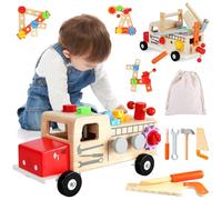 UCAMP Jouet en Bois Éducatif Montessori - Boîte à Outils pour Enfant avec Voiture - Jeux Montessori - Cadeau pour Garçon et Fille 2 3 4 Ans