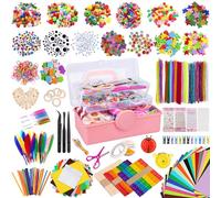 UCAMP Kit Bricolage Enfant,3000+ Pièces Activites Manuelles pour Enfants,livré dans une boîte de rangement pliable,Crafts Set,Loisirs Creatifs pour 4-12 Ans avec Pompons Cure-Pipes Plume,Papier,Eye