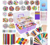 UCAMP Kit Bricolage Enfant 3700+ Pièces, Pipe Cleaners Crafts Set, Loisir Créatif Comprenant Pompons, Pour Filles Garçons 4-8 Ans Cadeau