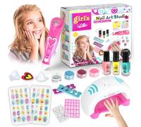 UCAMP Kit Manucure Enfant Cadeau Fille 7 8 9 10 11 12 Ans,Kit Manucure Enfant Ongles Enfant Fille,Fille Maquillage Jouet jeu,Cadeau pour les filles de 6 à 12 ans,Avec clou et des paillettes