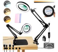 UCAMP Lampe Loupe Toolour Loupe Eclairante,Loupe avec Lumière,10X Grande Loupe de Lecture avec Lumière pour Travaux Couture Réparations Loisirs Créatifs Lecture,Loupe sur Pied avec Lumières