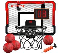 UCAMP Mini Panier de Basket,Panier Basket Enfant,Panier de Basket Interieur,Panier Basketball pour Porte Mural avec 4 Ballons,2 Filet,Scoreboard,Backboard et Pompe à Air,pour Cadeaux Garçons Filles