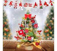 UCAMP Mini Sapin de Noël avec Éclairage LED - Petit Sapin de Noël Artificiel - Décoration de Noël-avec Boules Noel Pomme Pin Étoile Bricolage Deco Accessoires-45 cm