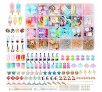 UCAMP Pendentifs Charms Collier Ours,161 PCS Breloque Charms en Resine,Breloques Creation Bijoux,Pendentif en Résine,Ensemble Pendentif Ours Papillon,Cadeau Fille 5-12 Ans