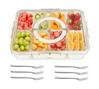 UCAMP Plateau de Service Divisé avec Couvercle,Boîte de Rangement pour Collations,Assiettes à Collation avec 8 Compartiments,Plateau de Service Divisé pour Snacks,Bonbons,Noix,Fruits,Légumes