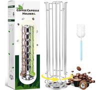UCAMP Porte-Capsules de Café Compatible,Support à capsules à Café,Porte Capsule,Supports pour Capsules de Café,Grande capacité Peut contenir 32 capsules,360 Degrés Rotable (Argent)
