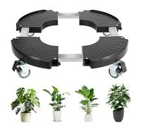 UCAMP Porte Plante a roulettes Réglable 40-48cm,Support Plante avec Roues Pivotantes à 360°,Capacité de Charge Maximale 300KG,Support de Pot de Fleur Rond Intérieur et Extérieur,Noir